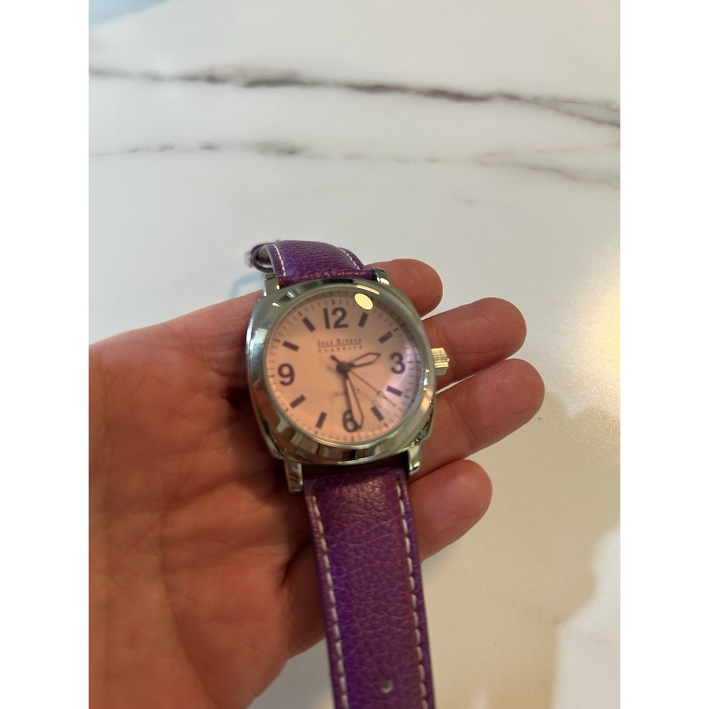 Joan Rivers Watch Women's Silver Tone Dial Purple Band New Needs Battery